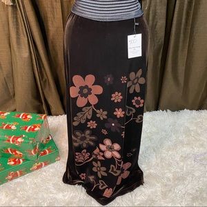 Express Tricot A-Line Long Skirt Brown Velvet